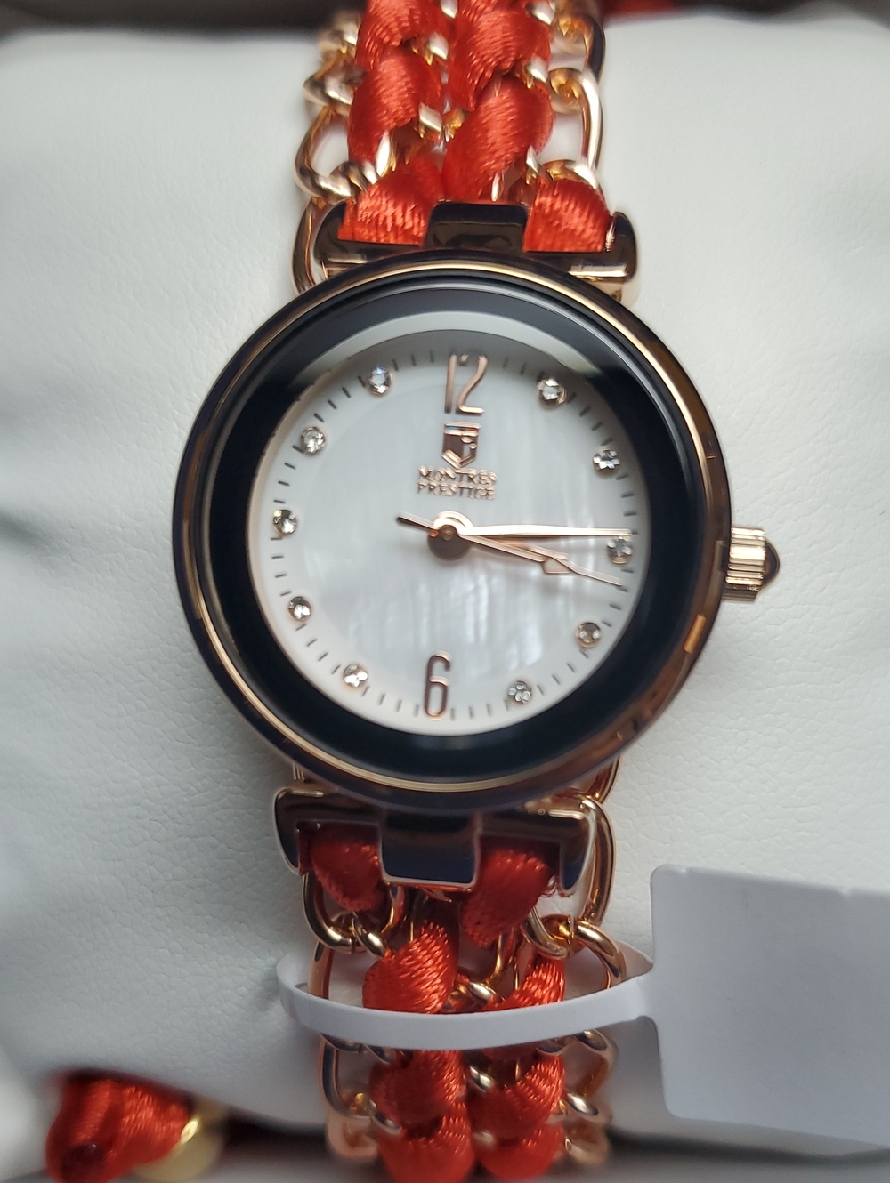 Women's Red Satin Chain Bracelet Watch